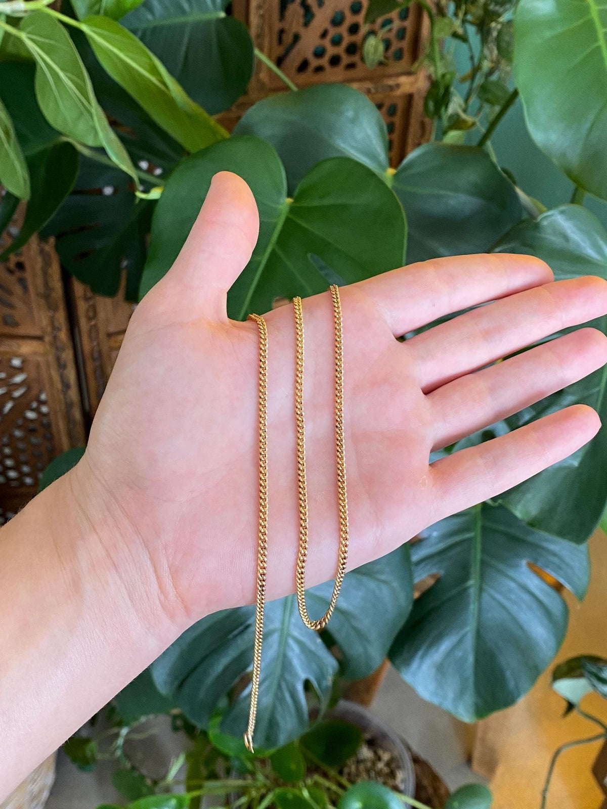 Vintage Solid 18k Yellow Gold Curb Chain Necklace - 20.25 inches