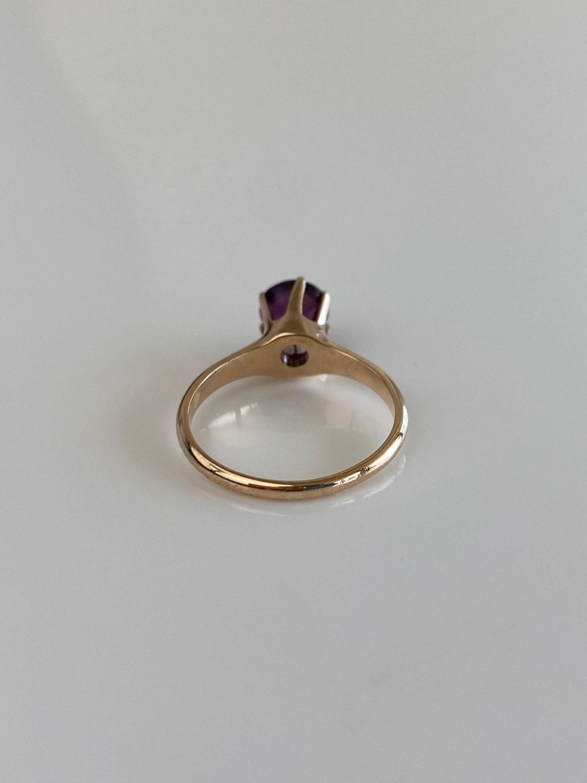 Vintage Solid 10k Yellow Gold Amethyst Ring - Size 5.25