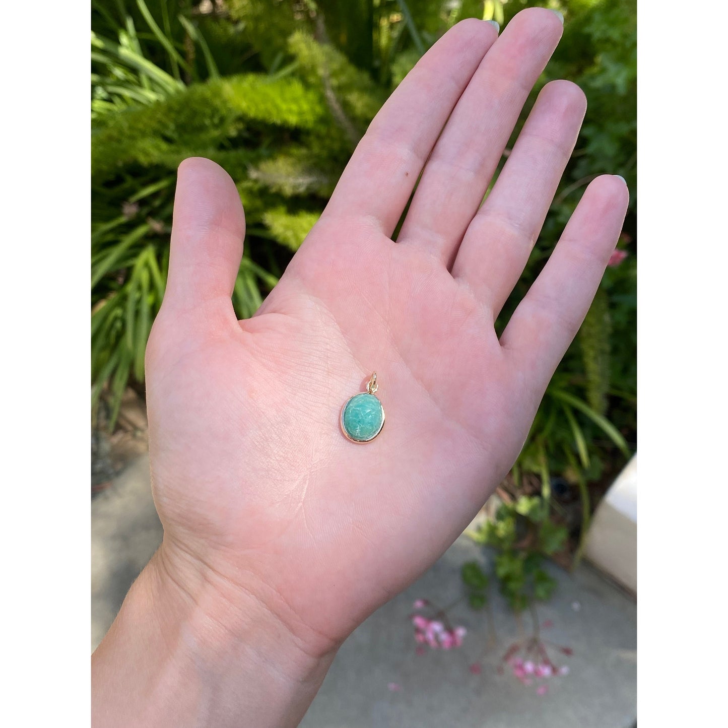 Vintage Solid 14k Yellow Gold Amazonite Carved Scarab Charm