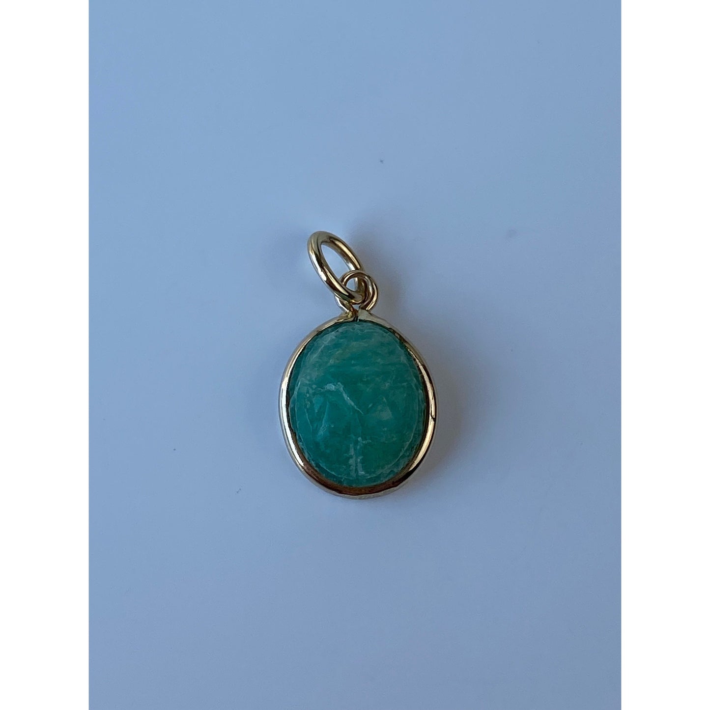 Vintage Solid 14k Yellow Gold Amazonite Carved Scarab Charm