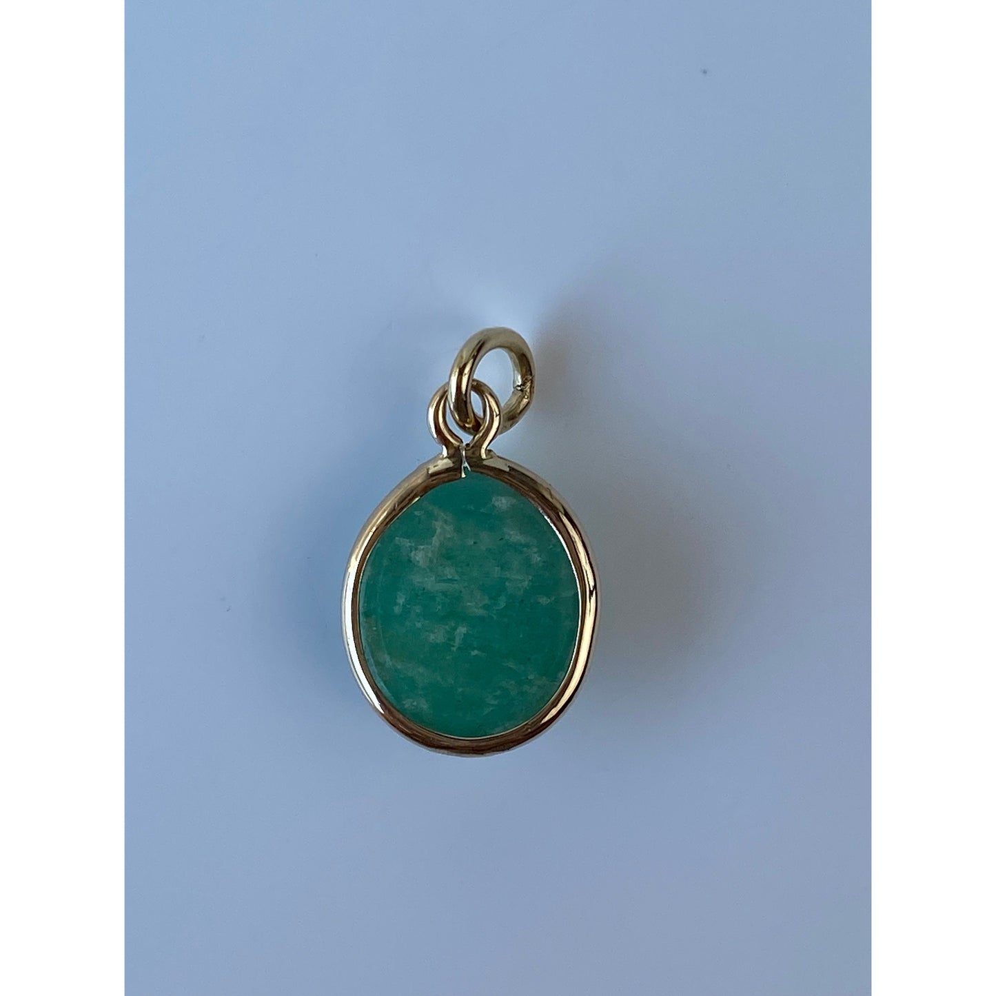 Vintage Solid 14k Yellow Gold Amazonite Carved Scarab Charm