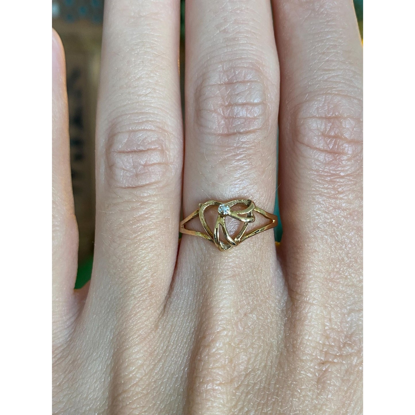 Vintage Solid 10k Yellow Gold Heart Ring - Size 6.5