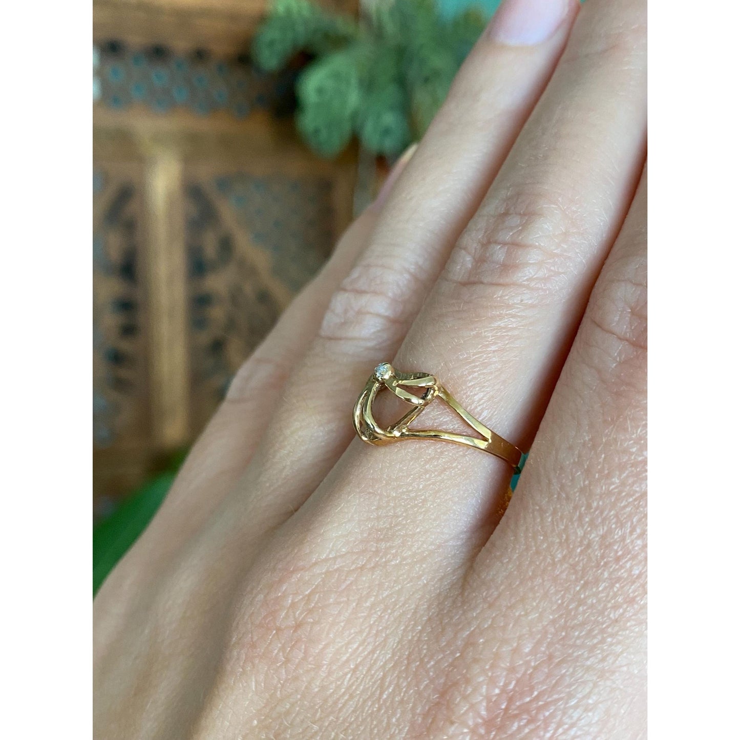 Vintage Solid 10k Yellow Gold Heart Ring - Size 6.5