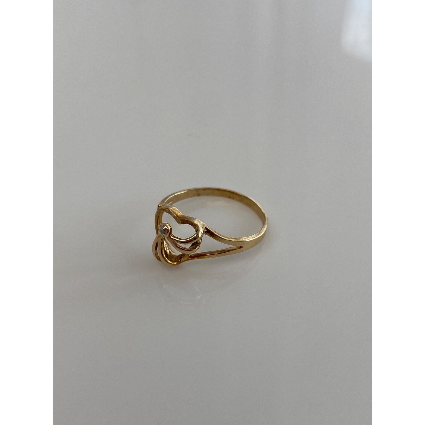 Vintage Solid 10k Yellow Gold Heart Ring - Size 6.5