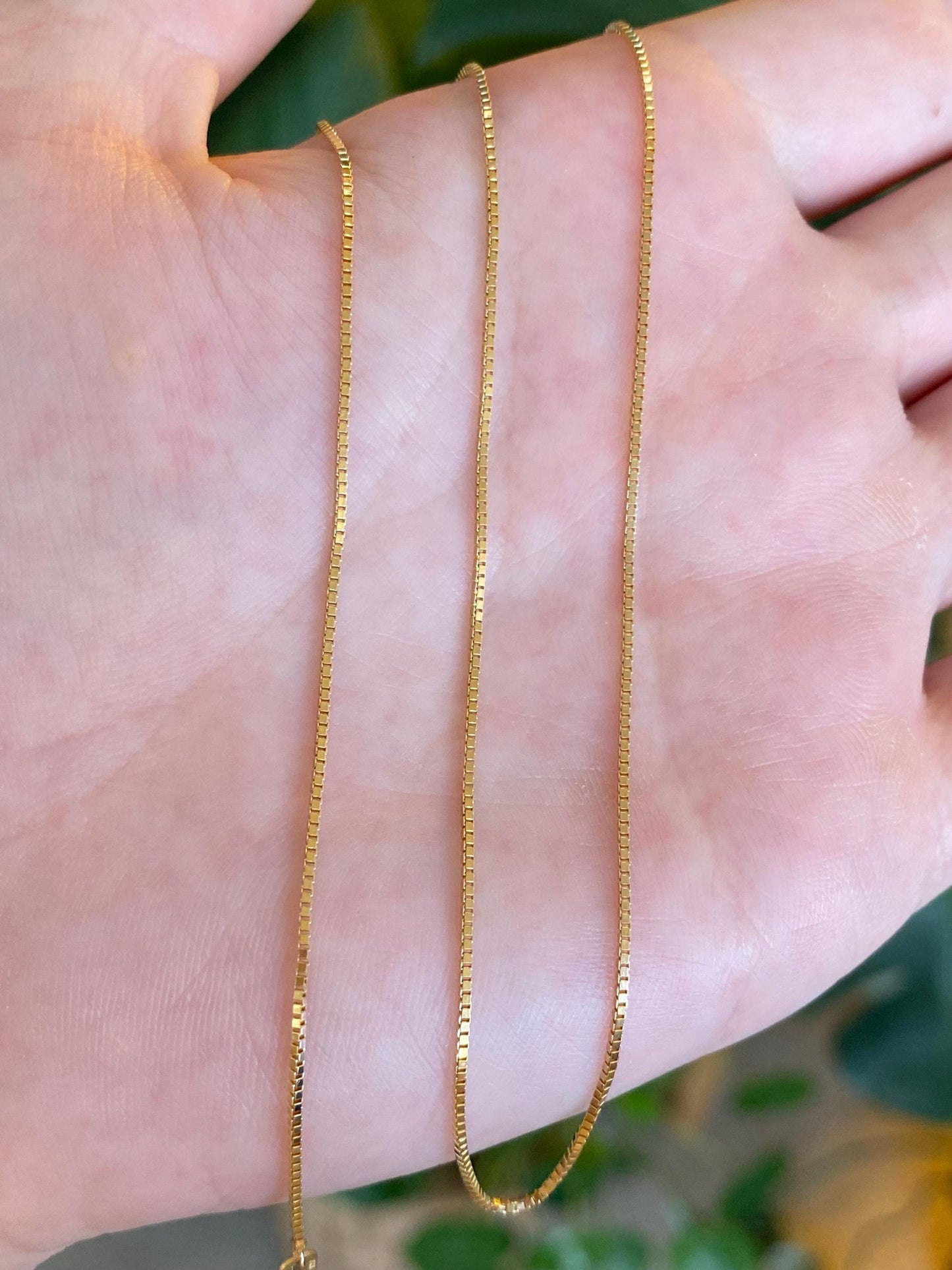 Vintage Solid 14k Yellow Gold Box Chain Necklace - 18 inches