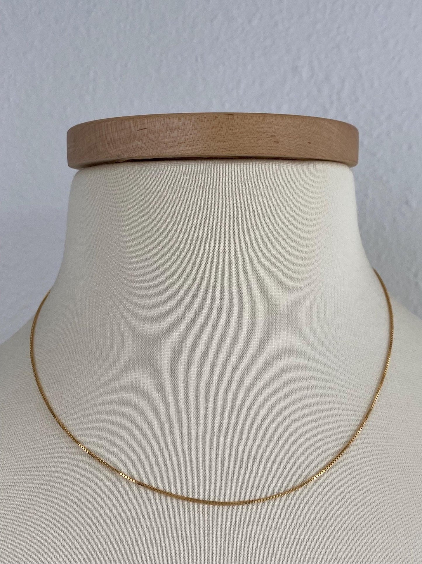 Vintage Solid 14k Yellow Gold Box Chain Necklace - 18 inches