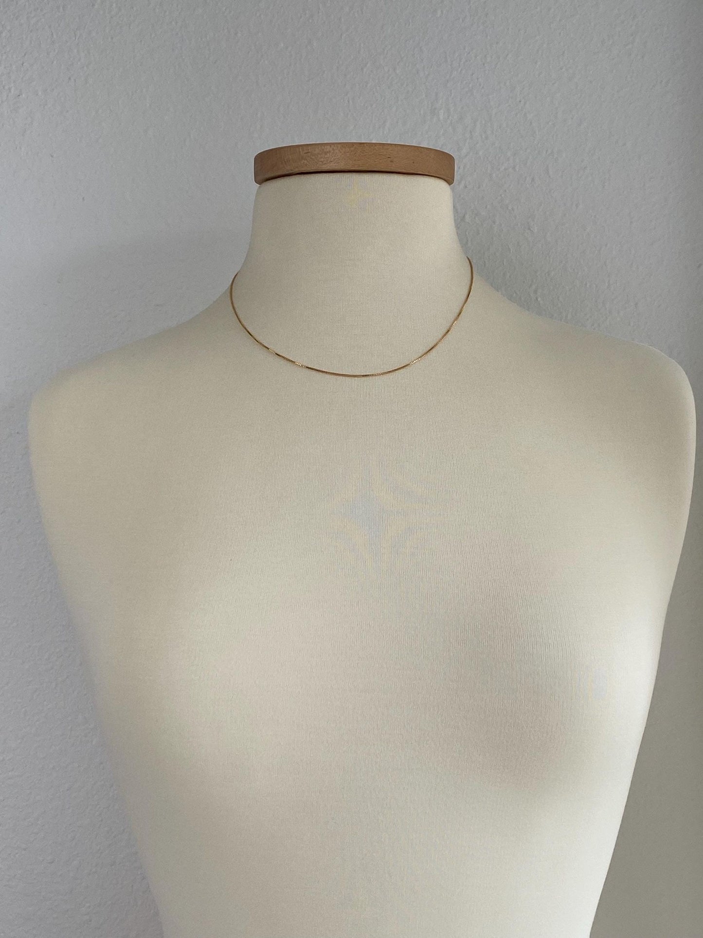 Vintage Solid 14k Yellow Gold Box Chain Necklace - 18 inches