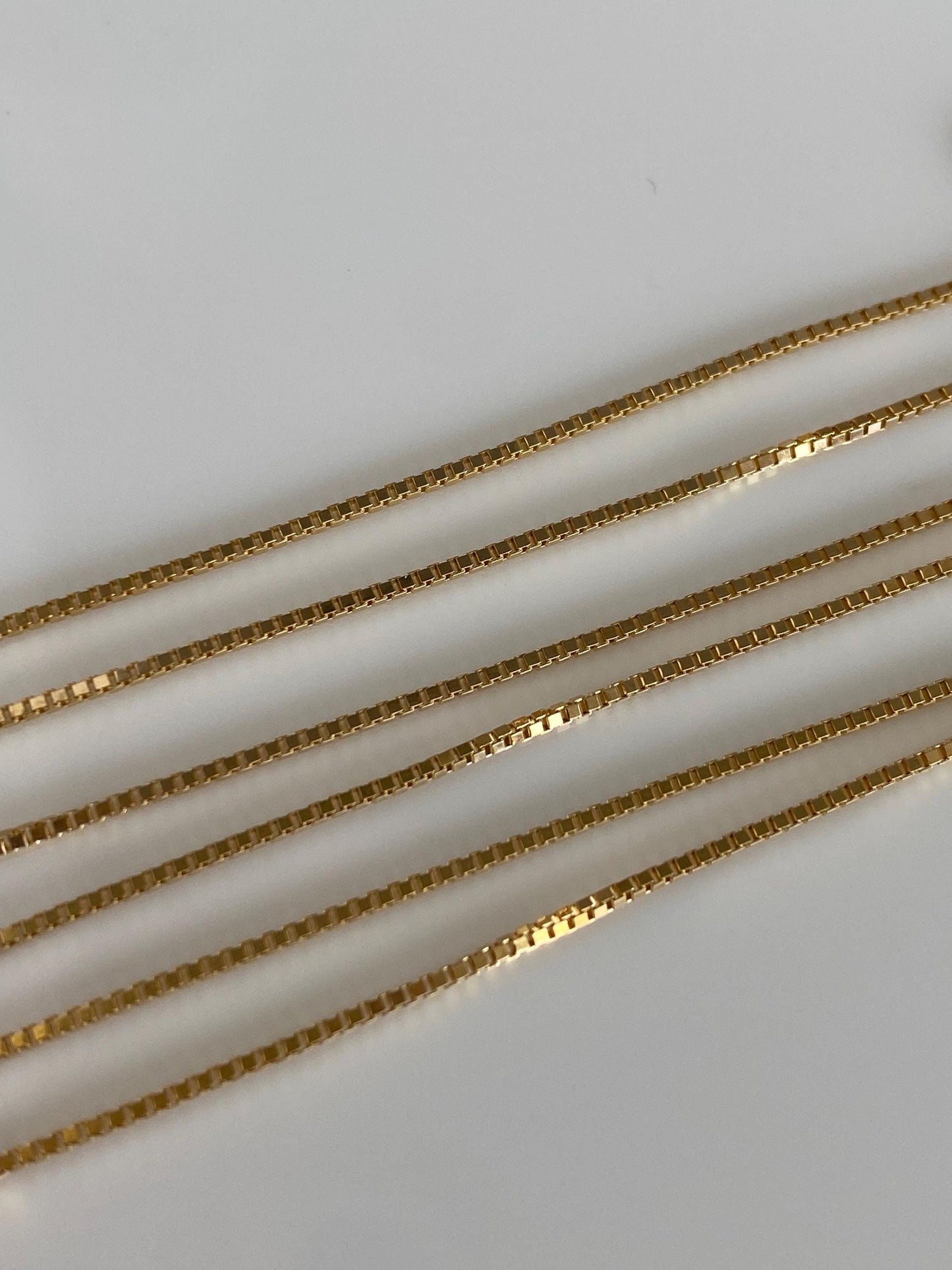Vintage Solid 14k Yellow Gold Box Chain Necklace - 18 inches