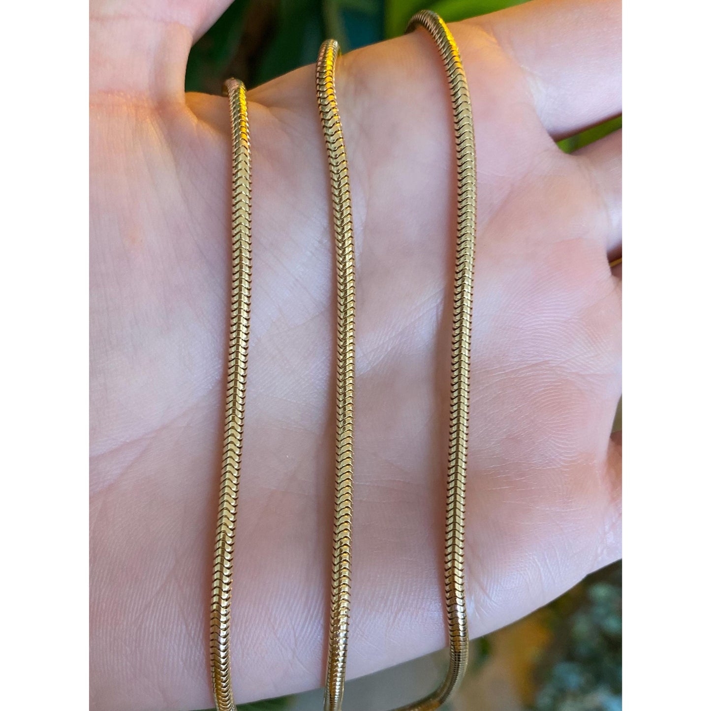 Vintage Solid 14k Yellow Gold Snake Chain Necklace - 18.5 inches
