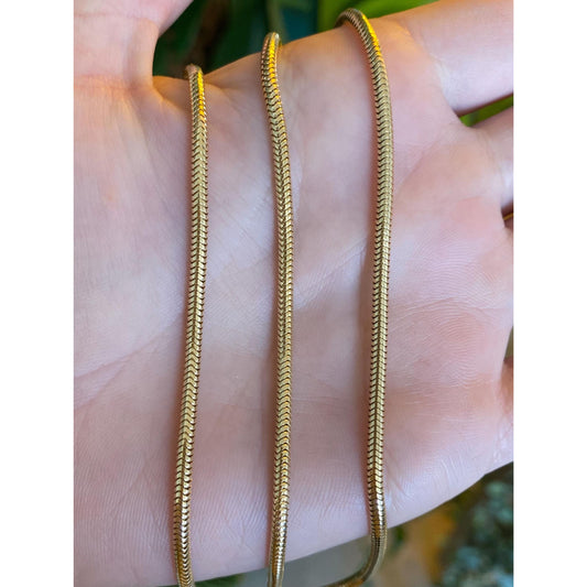 Vintage Solid 14k Yellow Gold Snake Chain Necklace - 18.5 inches