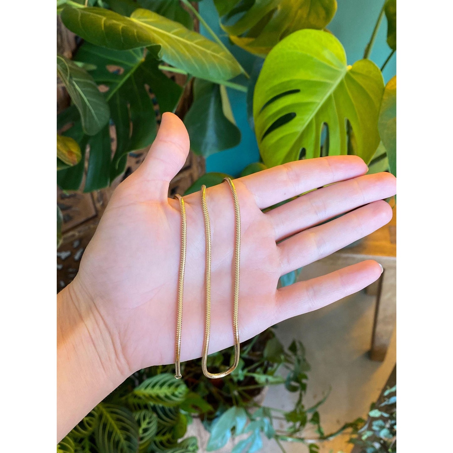 Vintage Solid 14k Yellow Gold Snake Chain Necklace - 18.5 inches