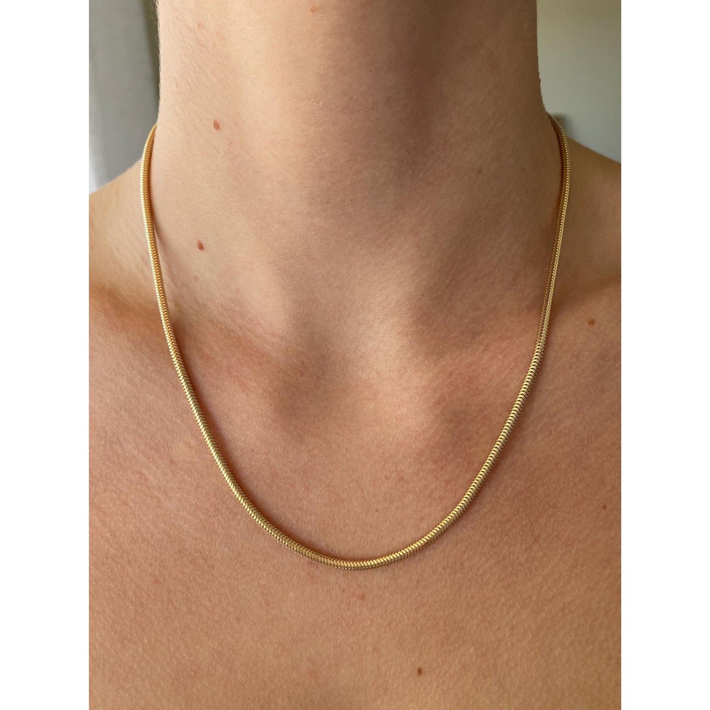 Vintage Solid 14k Yellow Gold Snake Chain Necklace - 18.5 inches