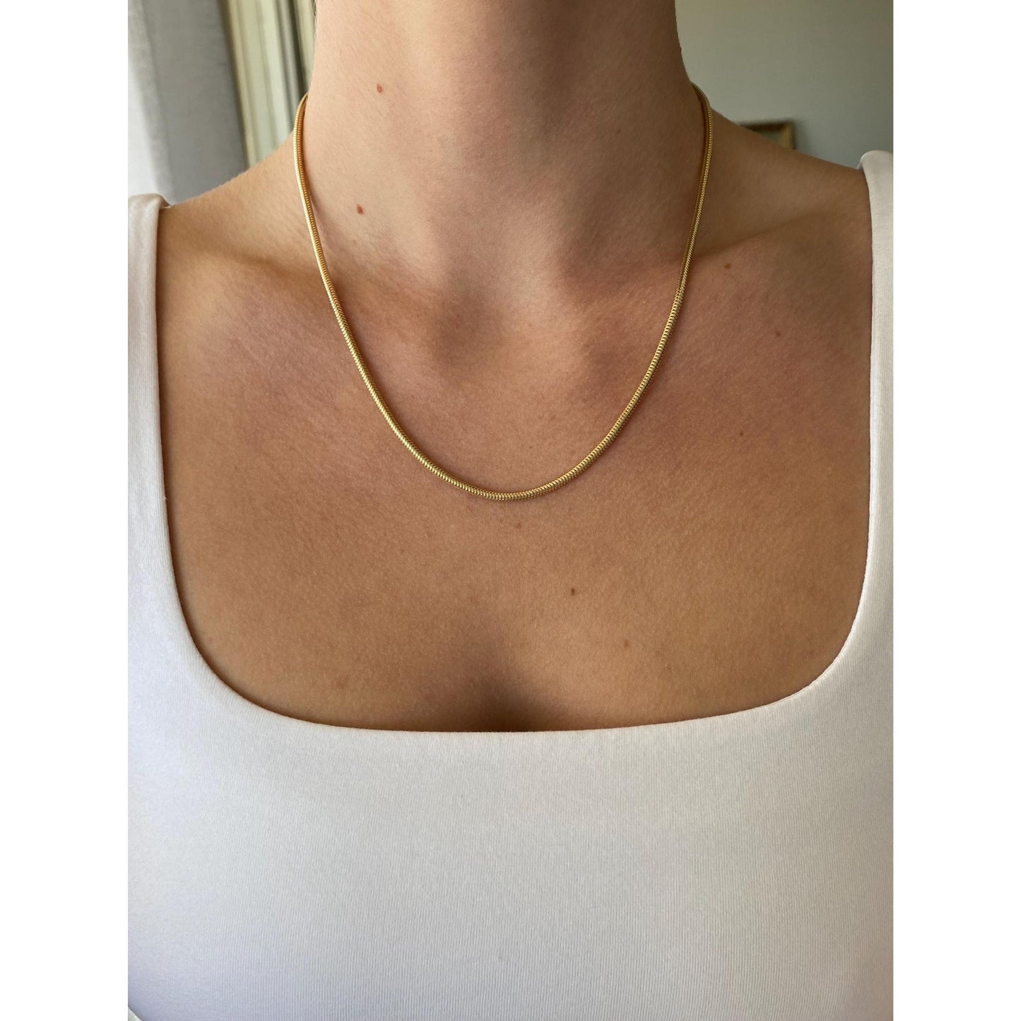 Vintage Solid 14k Yellow Gold Snake Chain Necklace - 18.5 inches