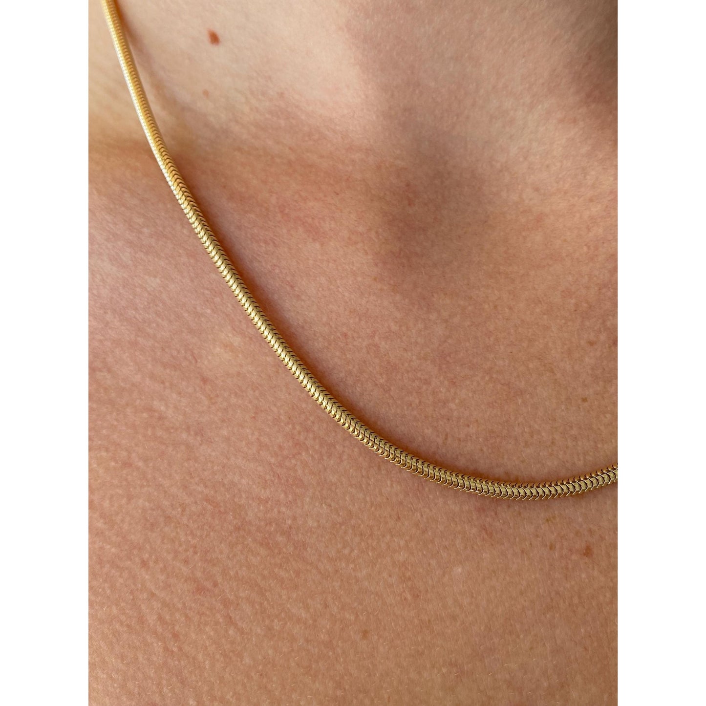 Vintage Solid 14k Yellow Gold Snake Chain Necklace - 18.5 inches