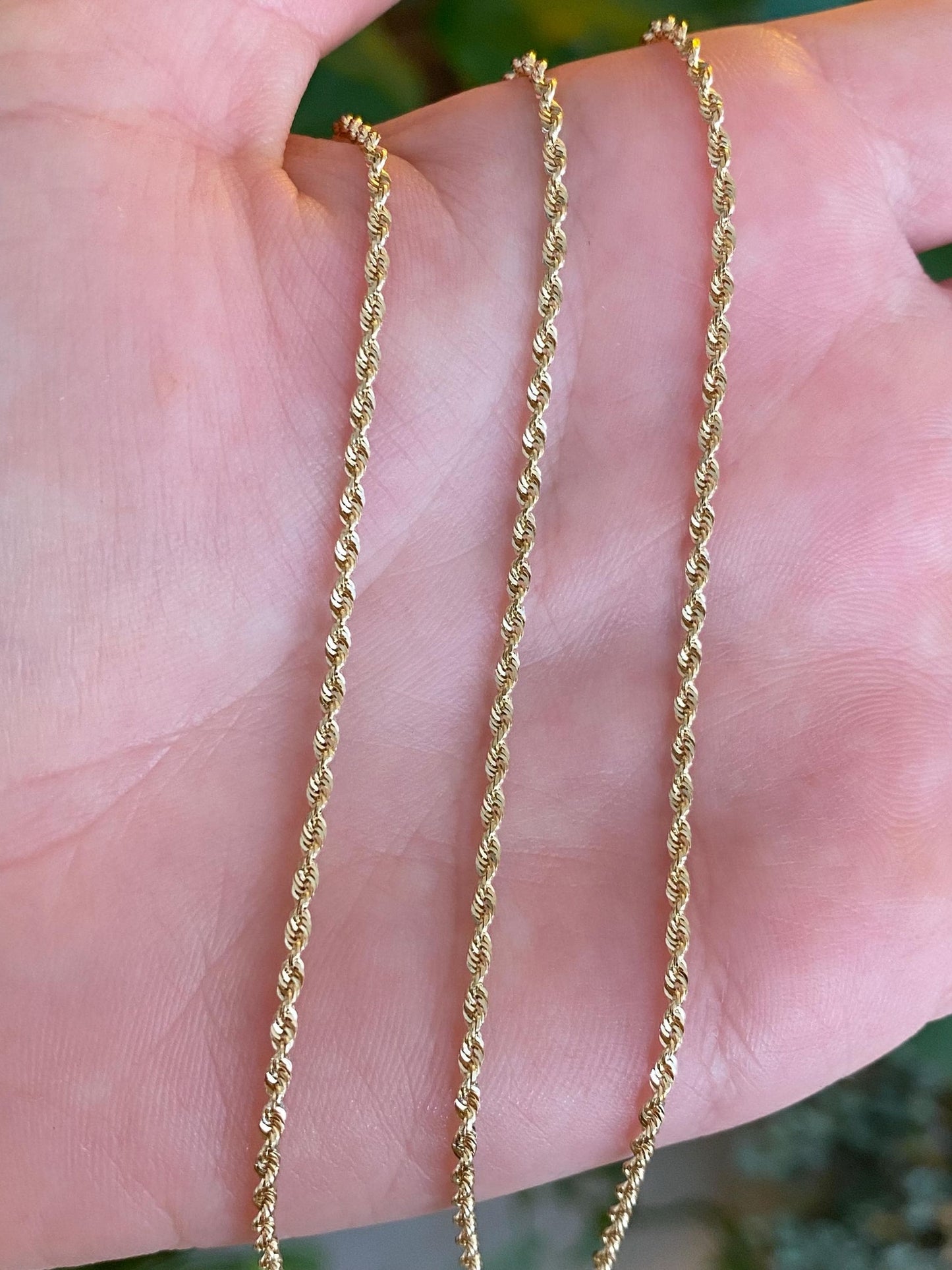 Vintage 14k Yellow Gold Long Slim Rope Chain Necklace - 27 inches