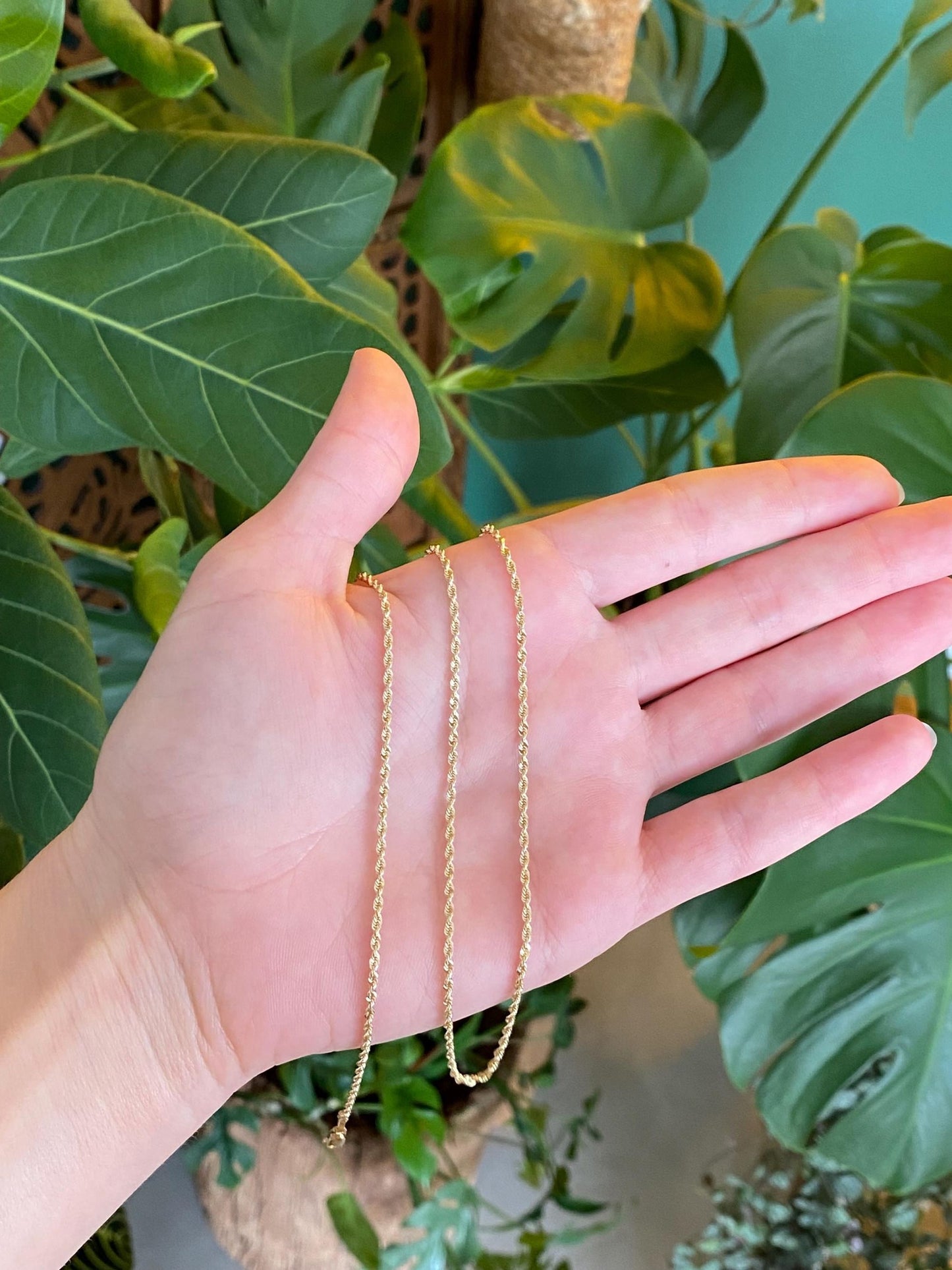 Vintage 14k Yellow Gold Long Slim Rope Chain Necklace - 27 inches