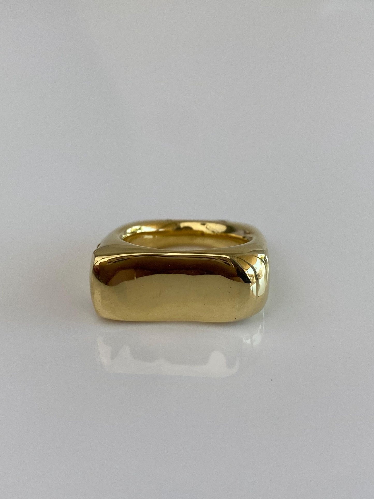 Vintage Solid 18k Yellow Gold Ruby Square Ring Band - Size 5