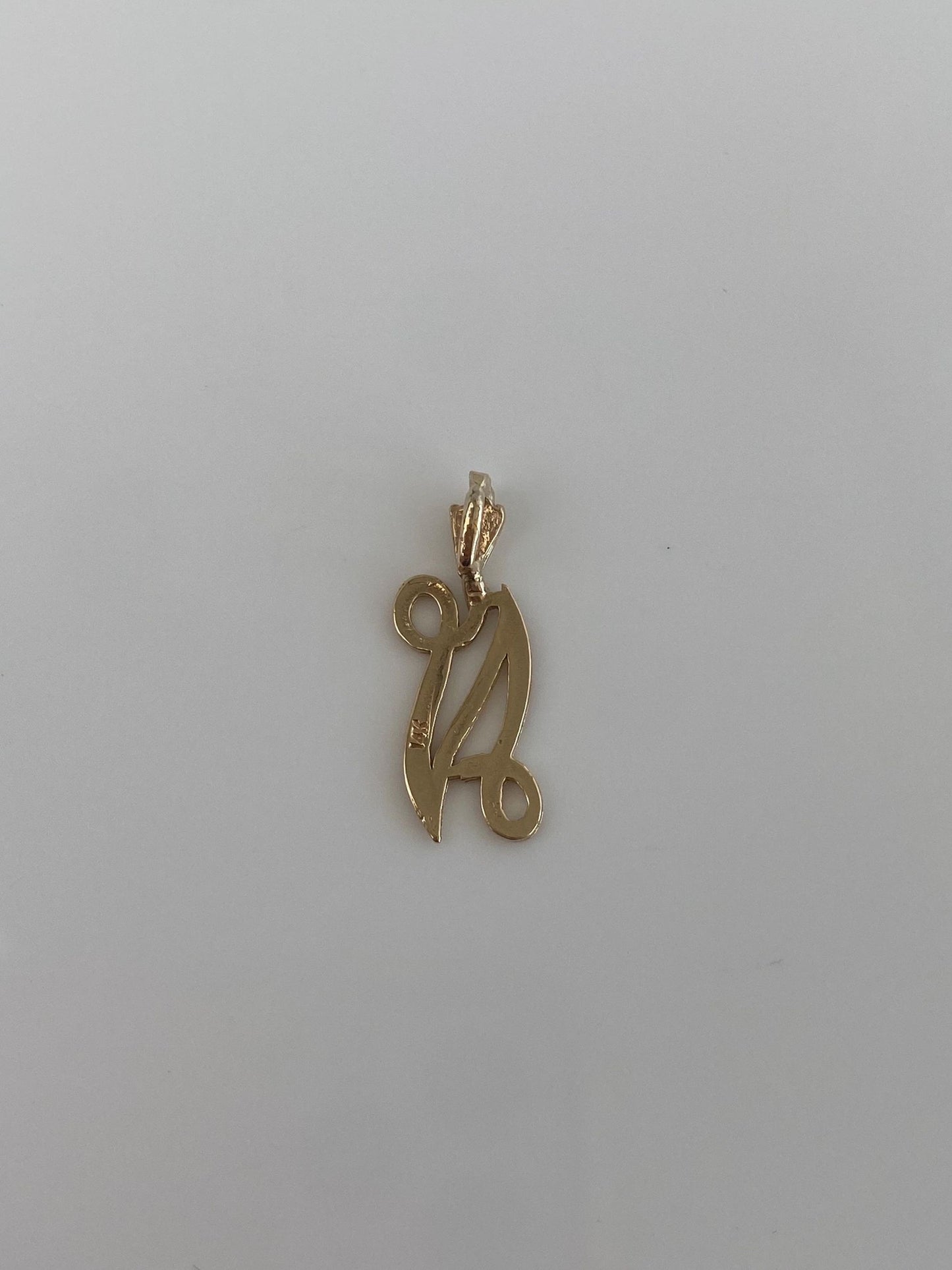 Solid 14k Yellow Gold Diamond Cut Initial 'N' Charm