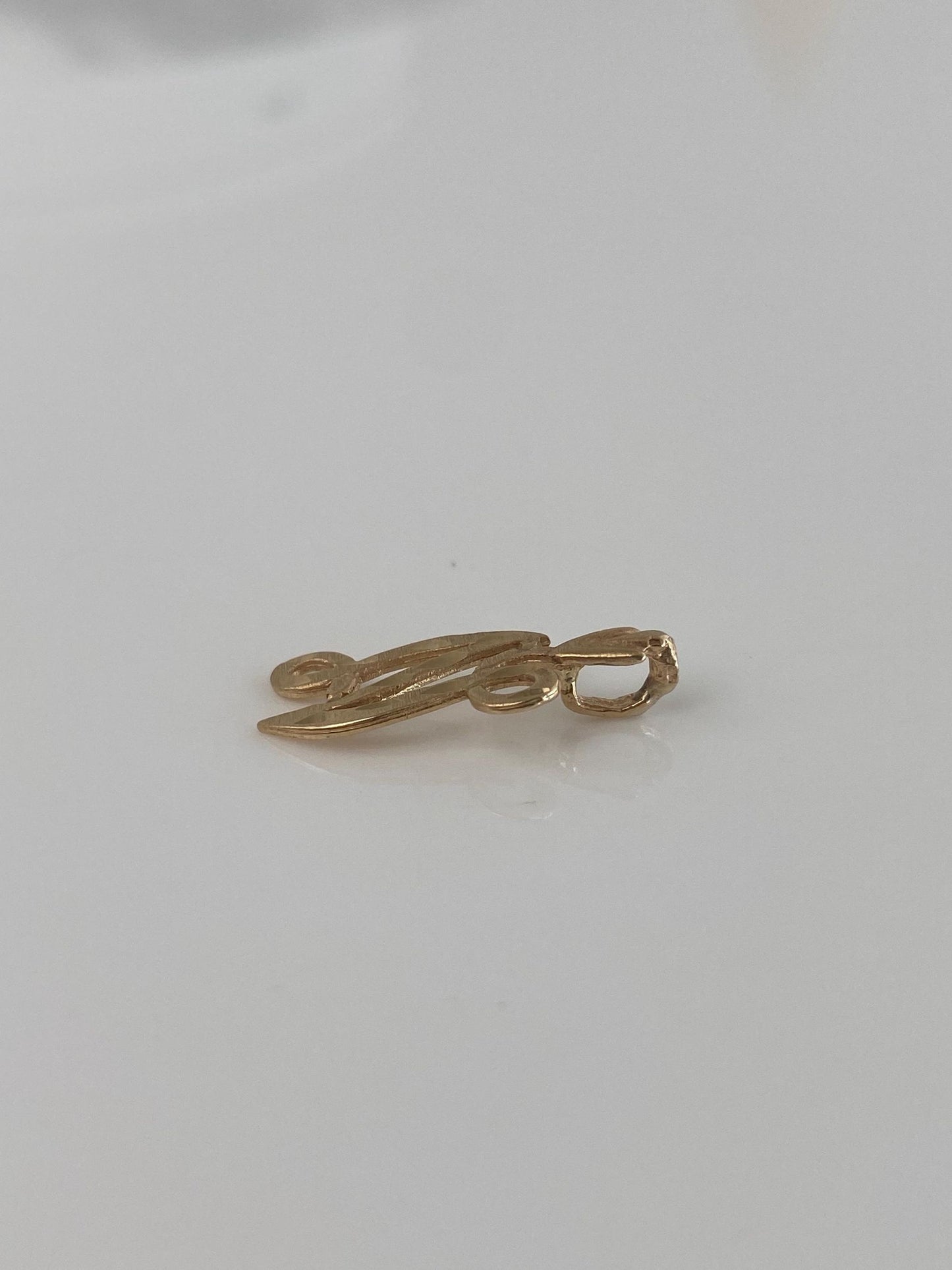 Solid 14k Yellow Gold Diamond Cut Initial 'N' Charm