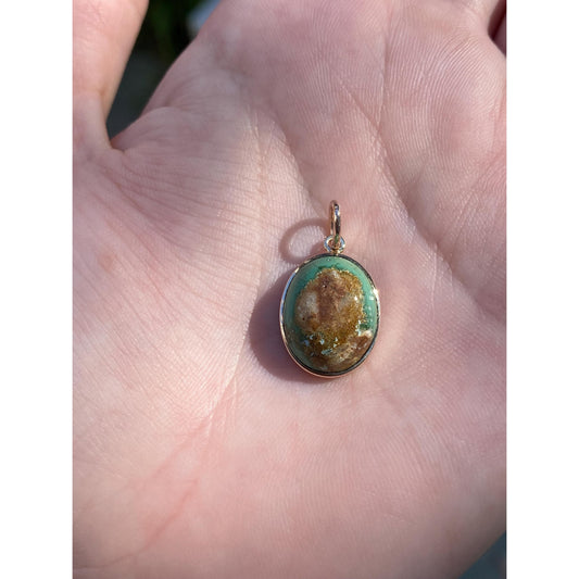 Vintage Solid 10k Yellow Gold Turquoise Stick Pin Conversion Charm