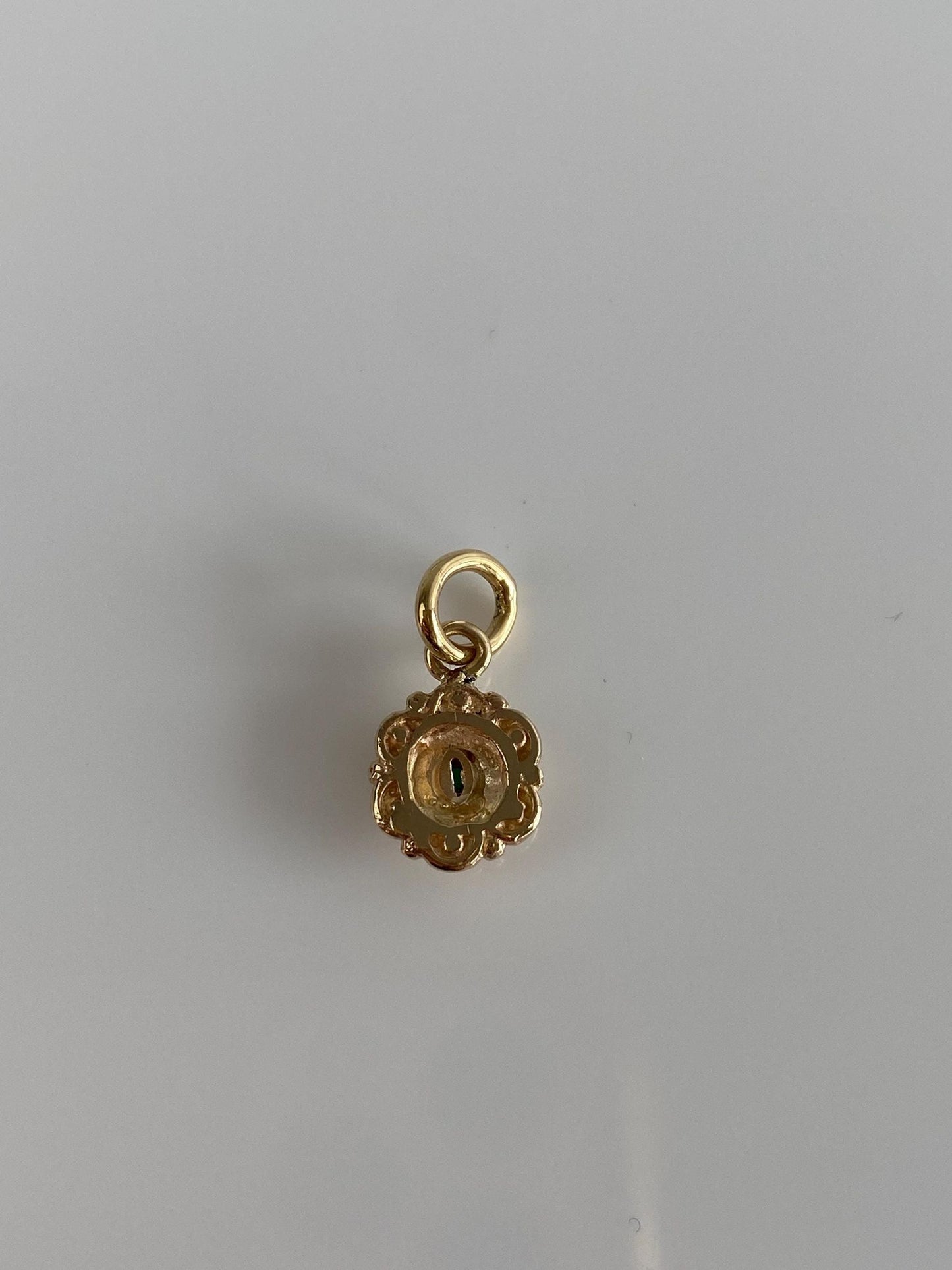 Vintage Solid 14k Yellow Gold Emerald Charm