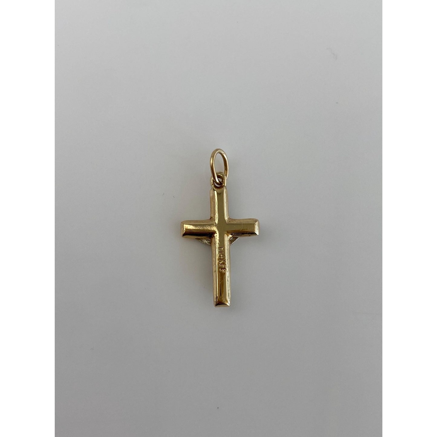 Vintage Solid 14k White & Yellow Gold Crucifix Cross Charm