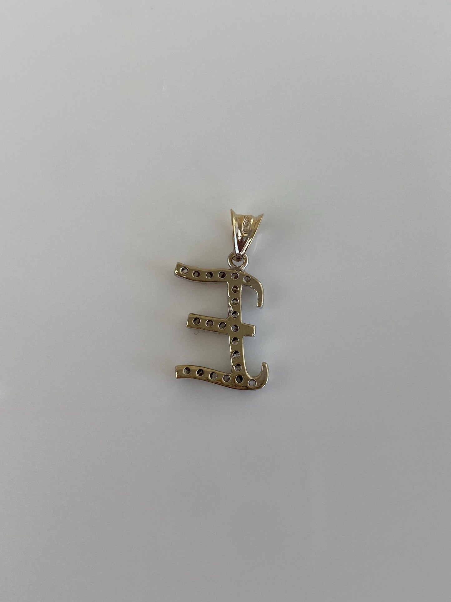 Vintage Solid 14k White Gold Cubic Zirconia Initial 'E' Charm