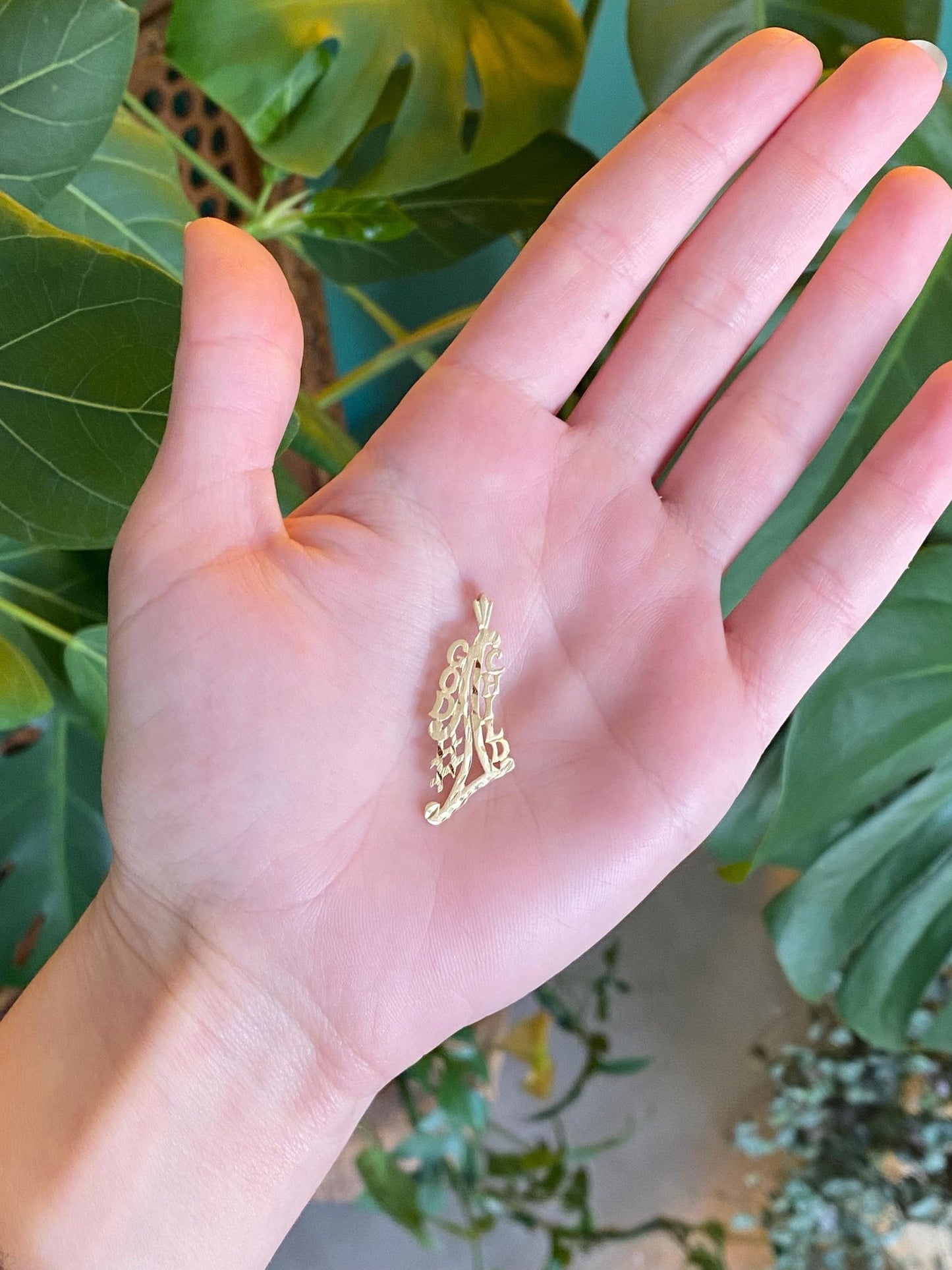 Vintage Solid 14k Yellow Gold #1 God Child Charm