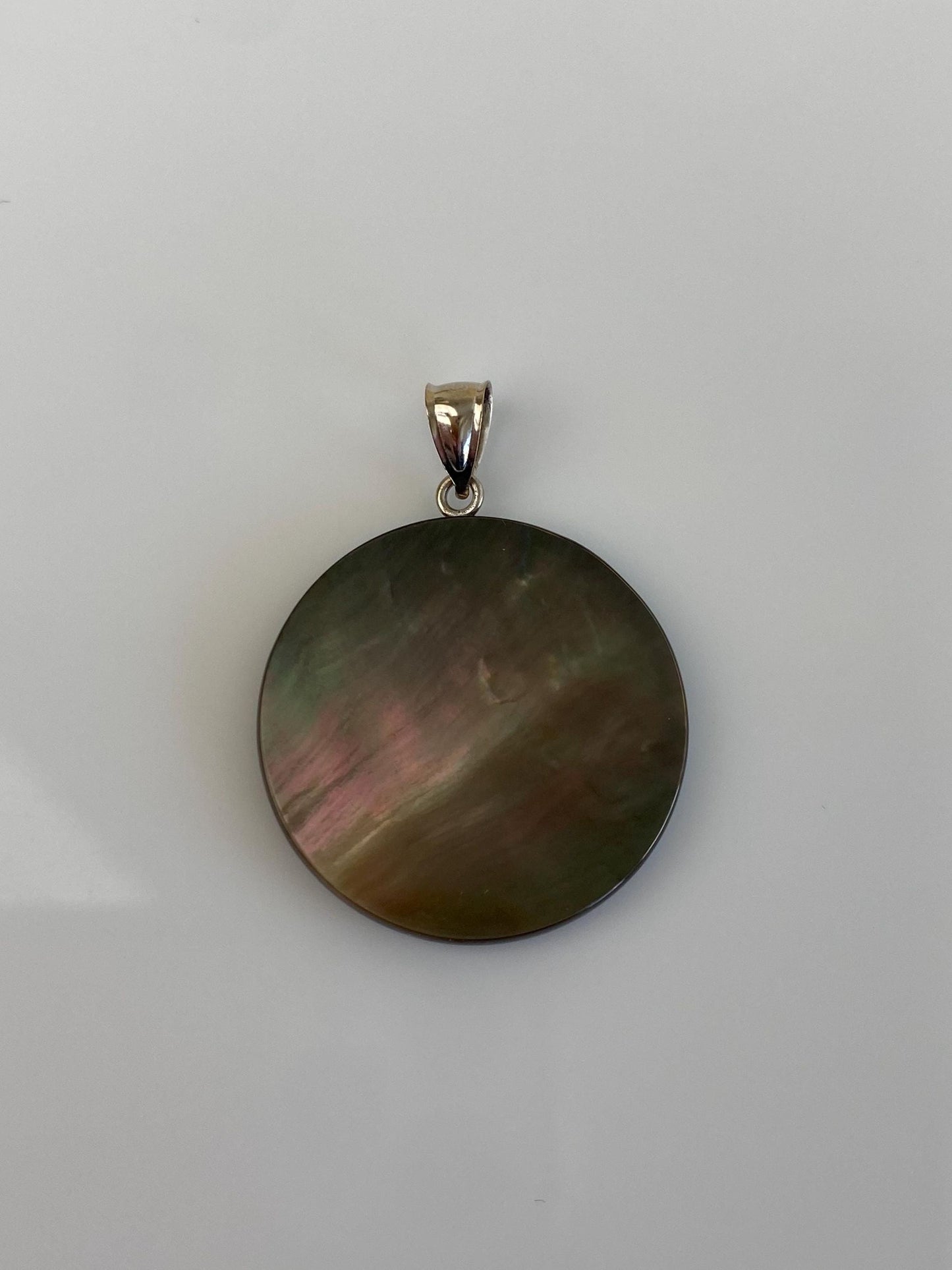 Vintage Solid 14k White Gold Abalone Peace Sign Charm