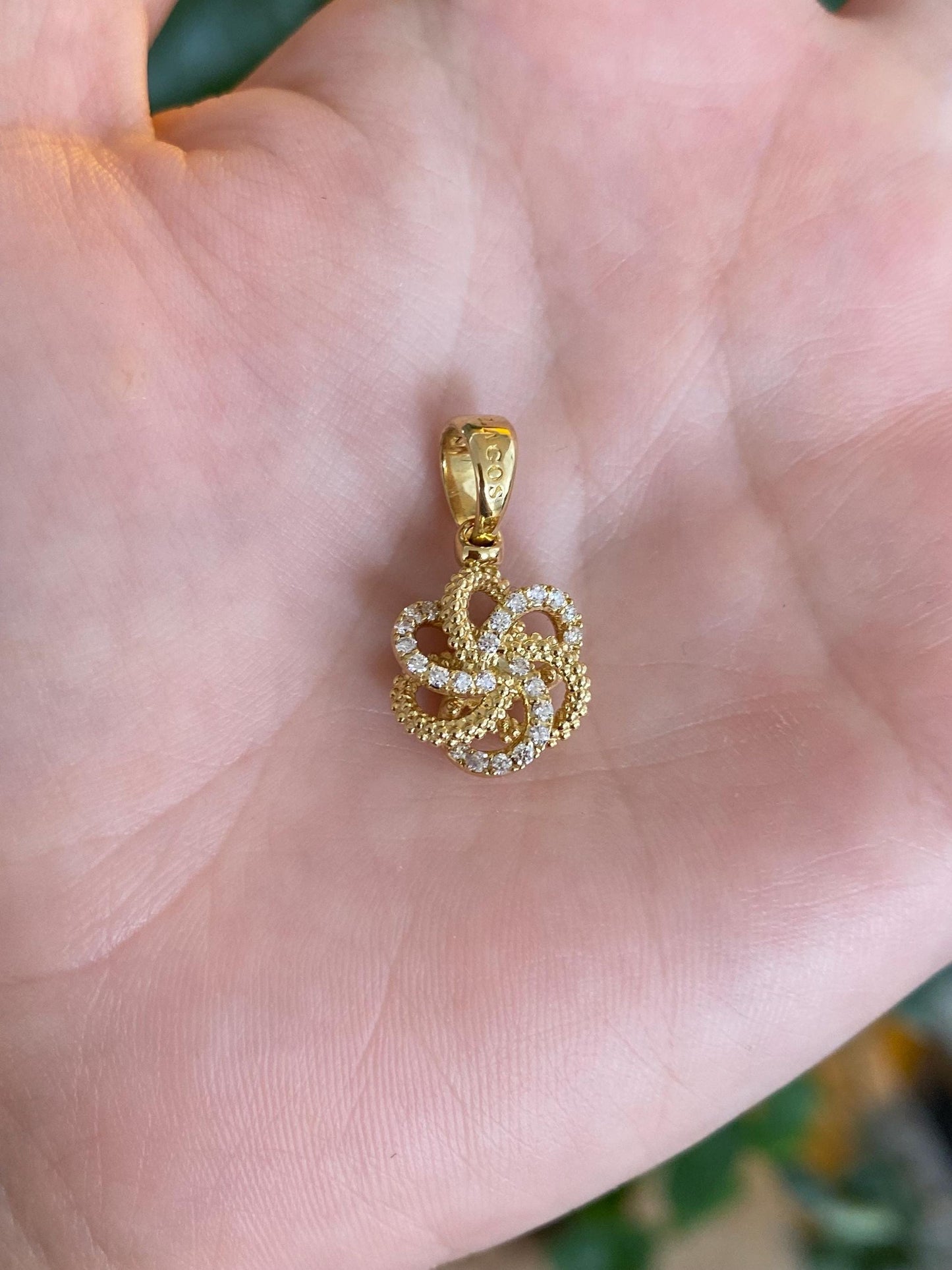 Lagos Solid 18k Yellow Gold Diamond Love Knot Charm