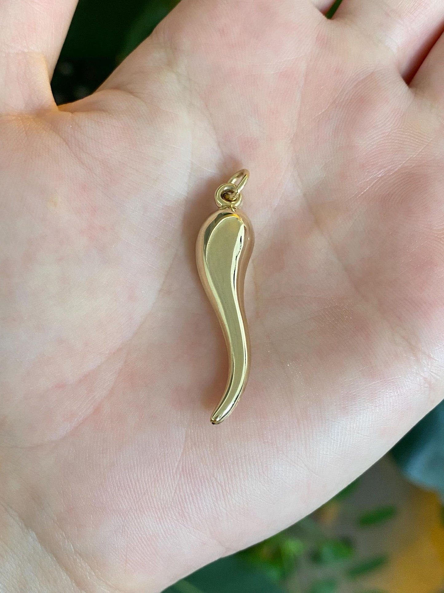 Vintage 14k Yellow Gold Large Italian Horn Charm