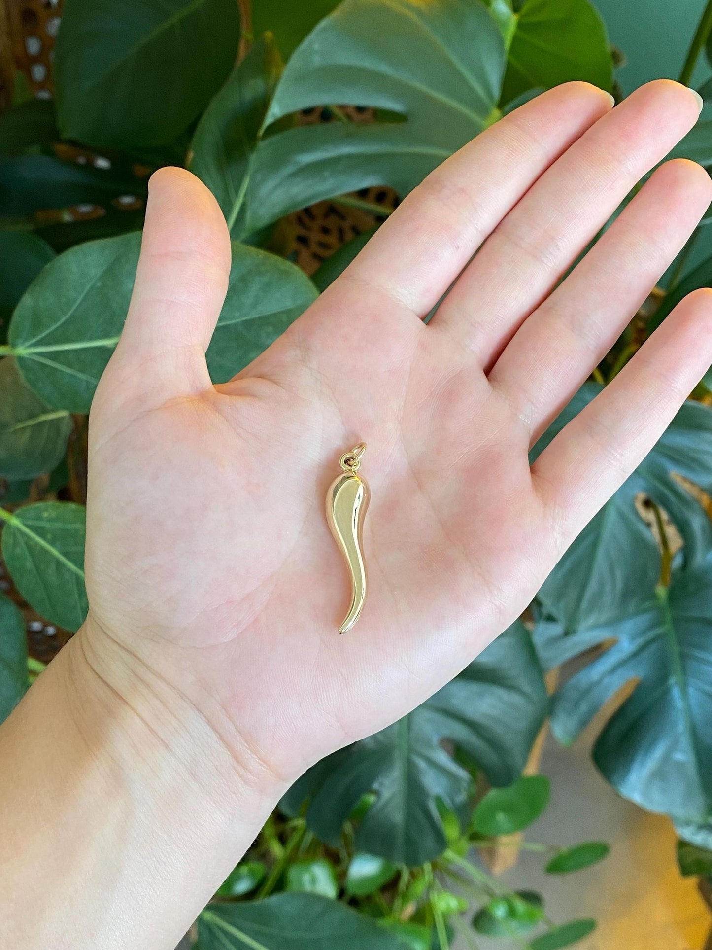 Vintage 14k Yellow Gold Large Italian Horn Charm