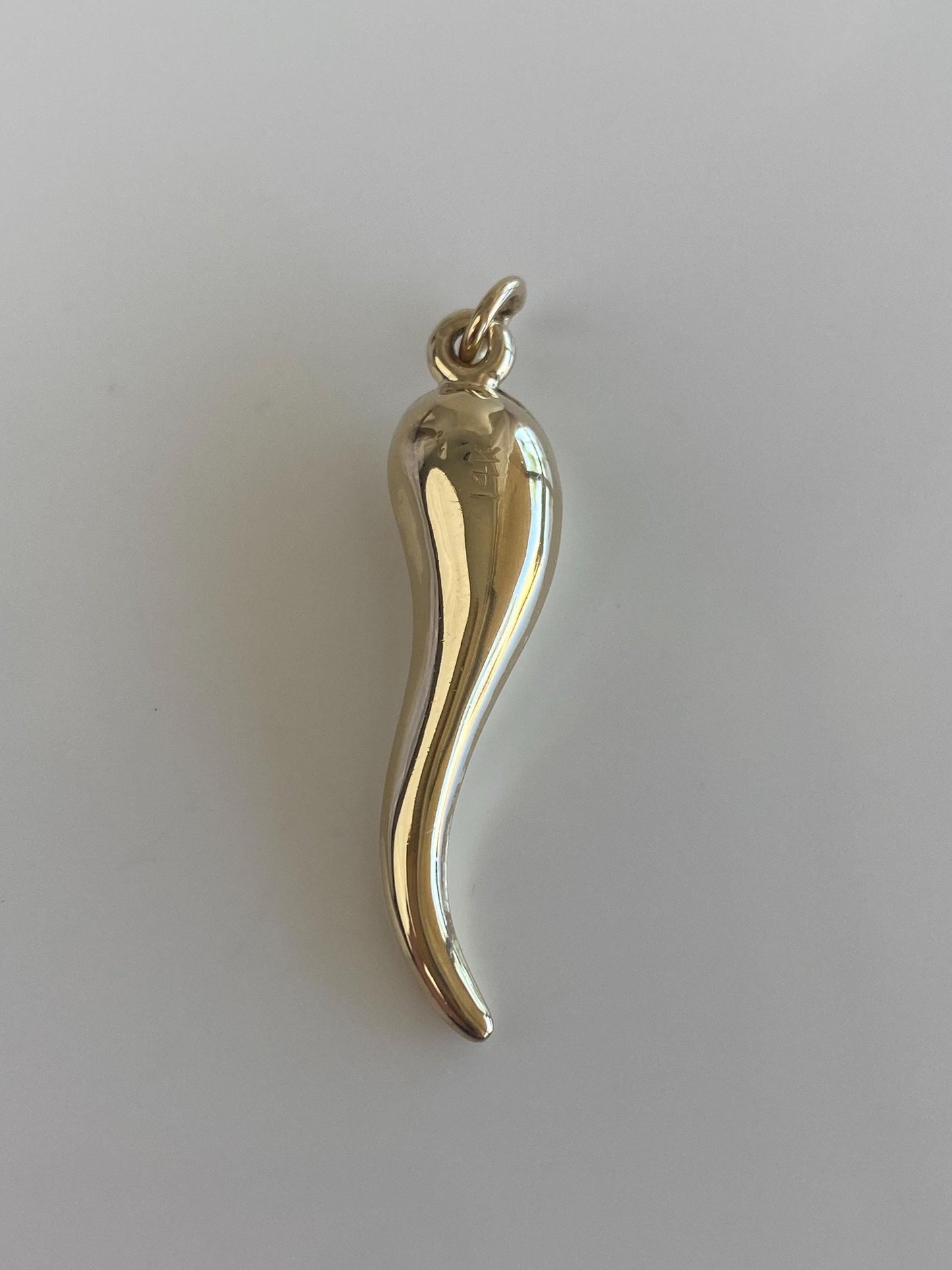 Vintage 14k Yellow Gold Large Italian Horn Charm