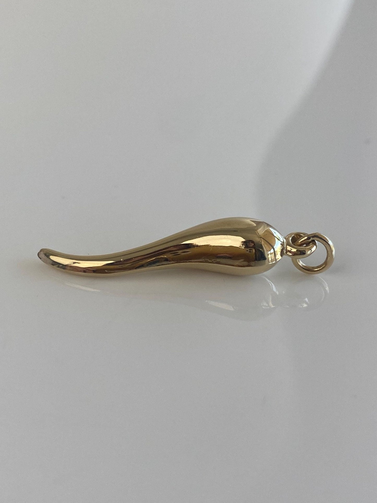 Vintage 14k Yellow Gold Large Italian Horn Charm