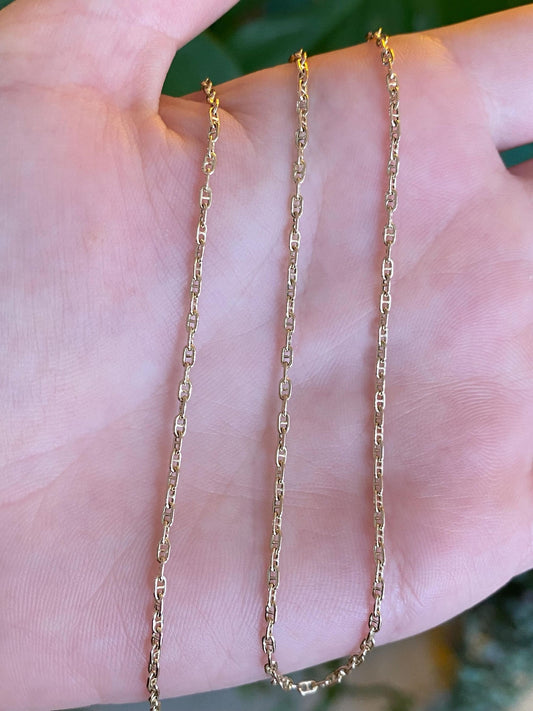 Vintage 10k Yellow Gold Mariner Link Chain - 18.5 inches