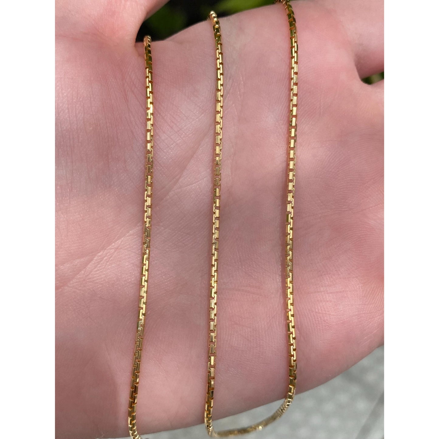 Vintage Solid 18k Yellow Gold Box Chain Necklace - 23.75 inches