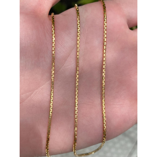 Vintage Solid 18k Yellow Gold Box Chain Necklace - 23.75 inches