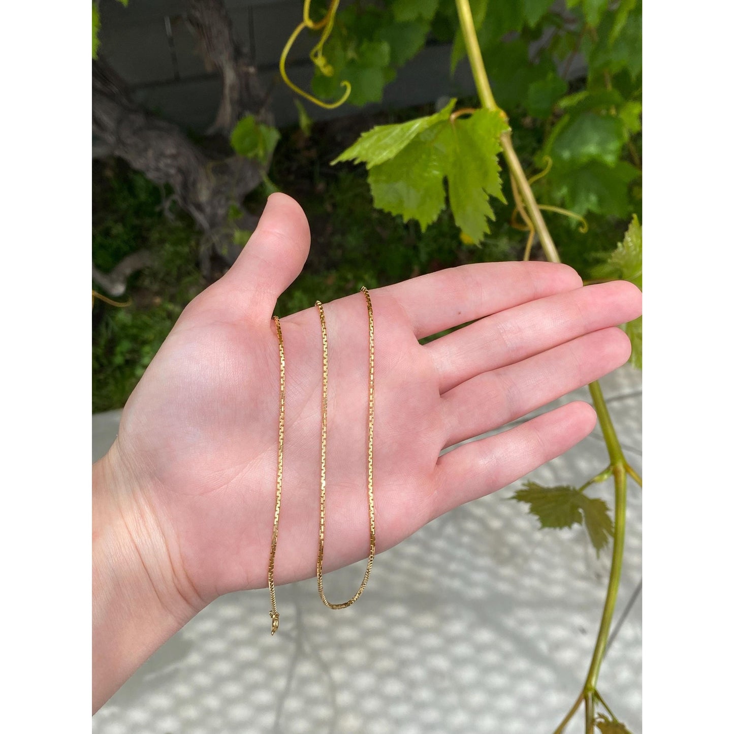 Vintage Solid 18k Yellow Gold Box Chain Necklace - 23.75 inches