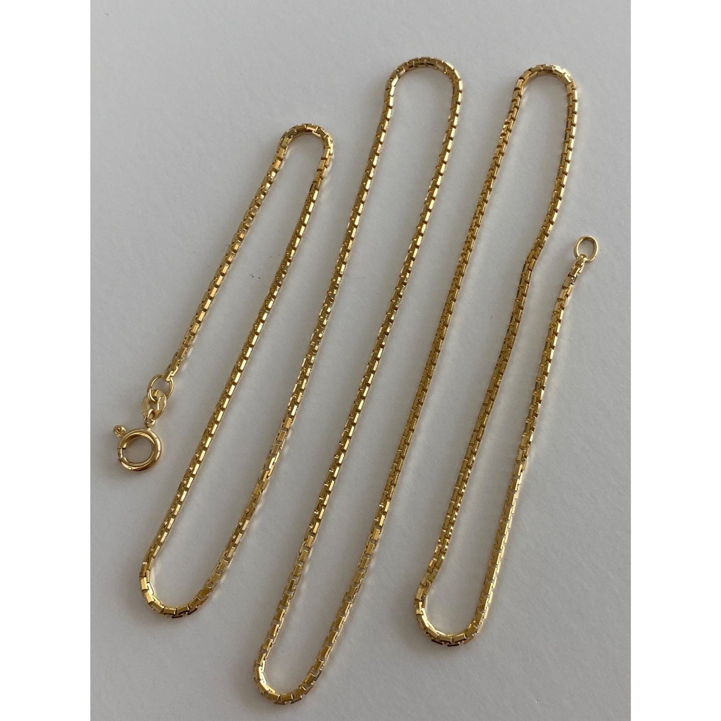 Vintage Solid 18k Yellow Gold Box Chain Necklace - 23.75 inches