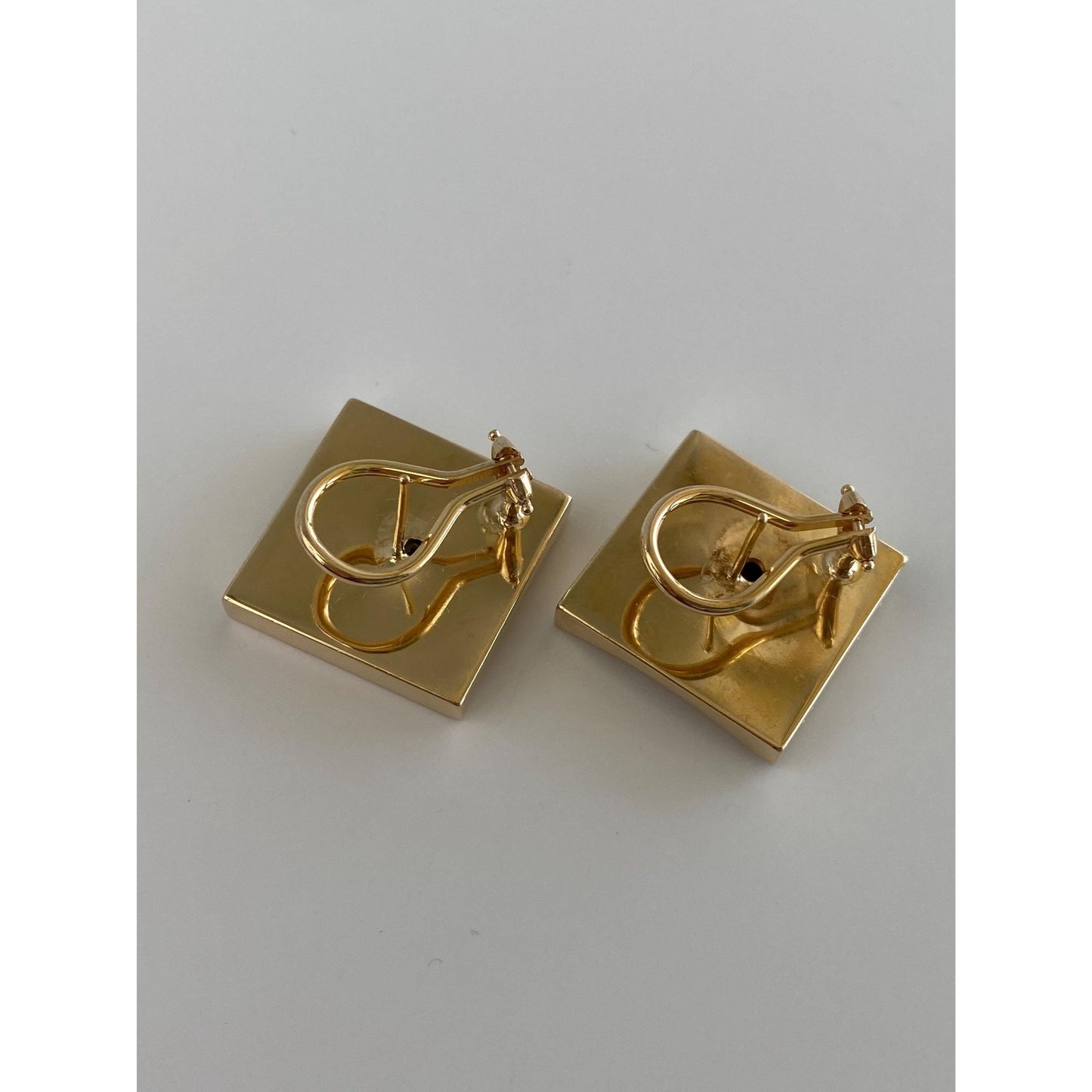 Vintage 14k Yellow Gold Diamond Textured Square Stud Earrings