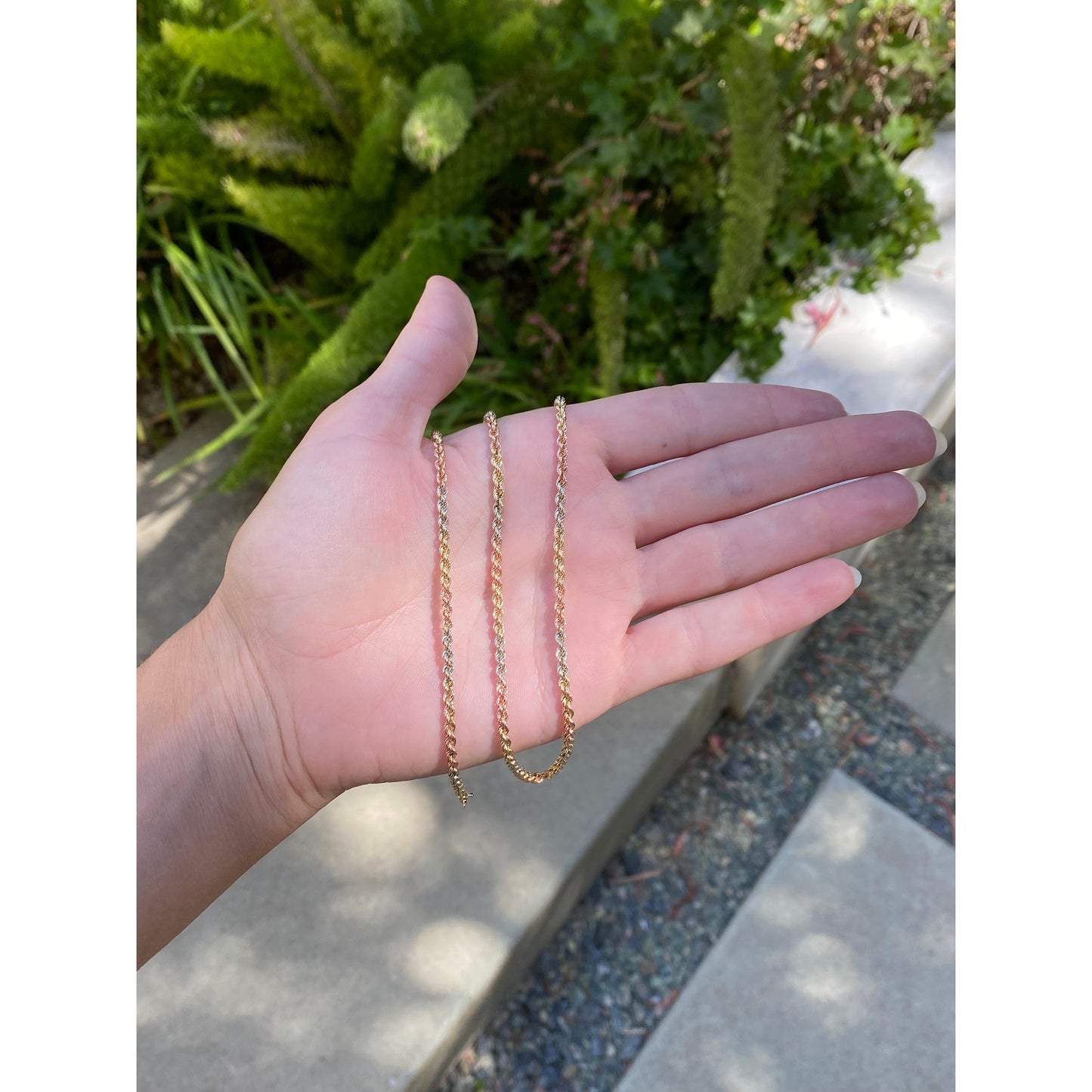 Vintage Solid 14k Tri Tone Gold Rope Chain Necklace - 18.25 inches