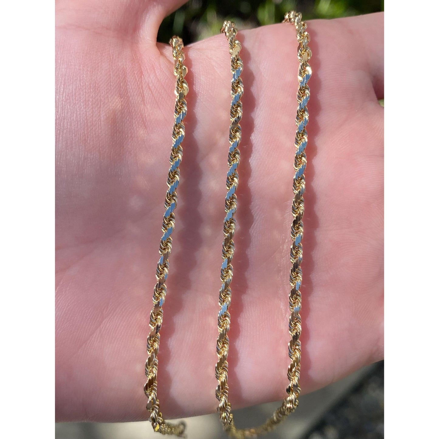 Vintage Solid 14k Yellow Gold Long Diamond Cut Rope Chain Necklace - 30.25 inches