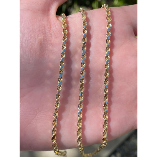 Vintage Solid 14k Yellow Gold Long Diamond Cut Rope Chain Necklace - 30.25 inches