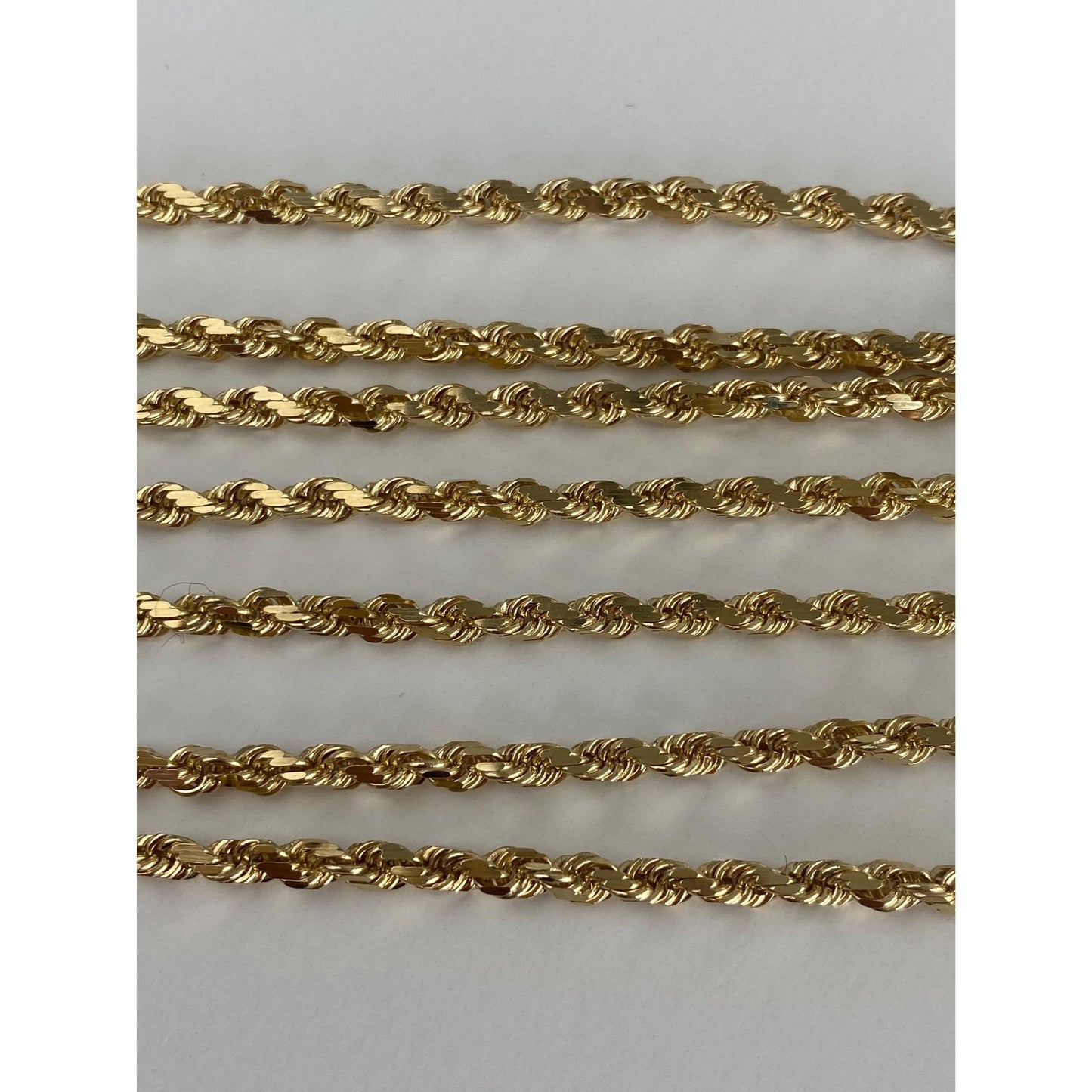 Vintage Solid 14k Yellow Gold Long Diamond Cut Rope Chain Necklace - 30.25 inches
