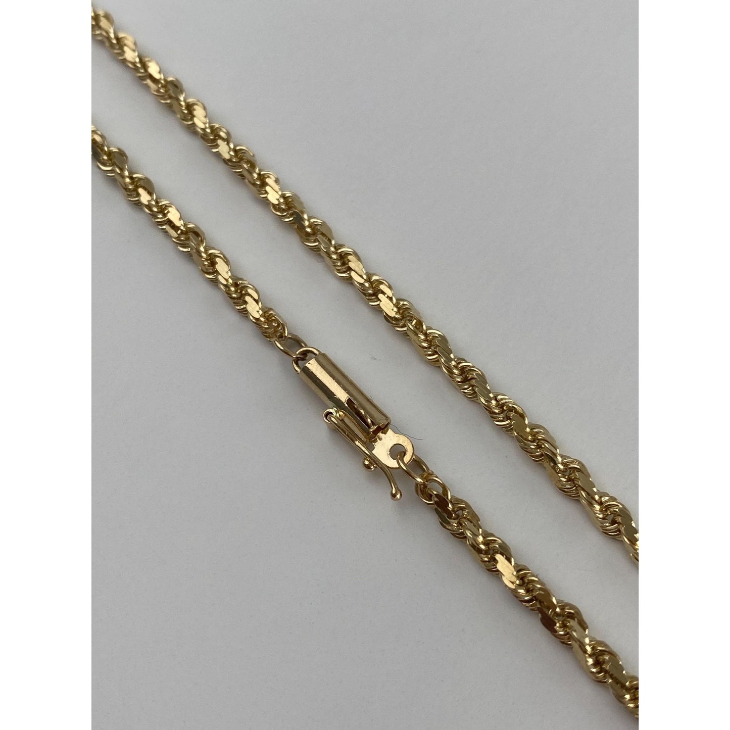Vintage Solid 14k Yellow Gold Long Diamond Cut Rope Chain Necklace - 30.25 inches