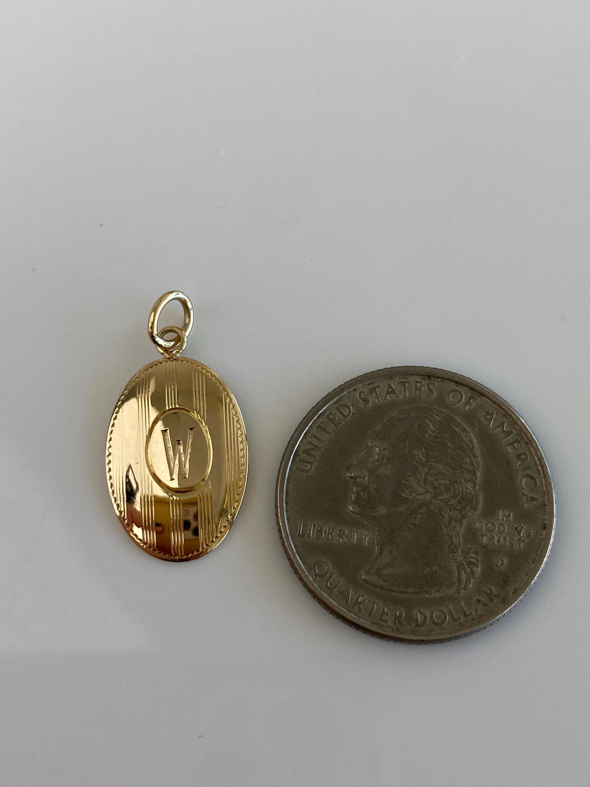 Vintage Solid 9k Yellow Gold Initial 'W' Cufflink Conversion Charm