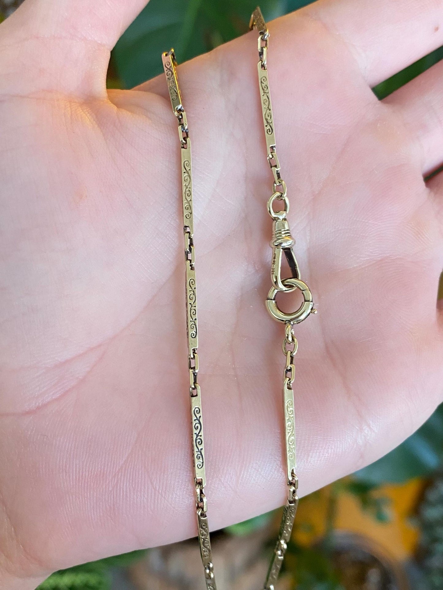 Vintage 14k Yellow Gold Fancy Link Pocket Watch Chain - 13.5 inches