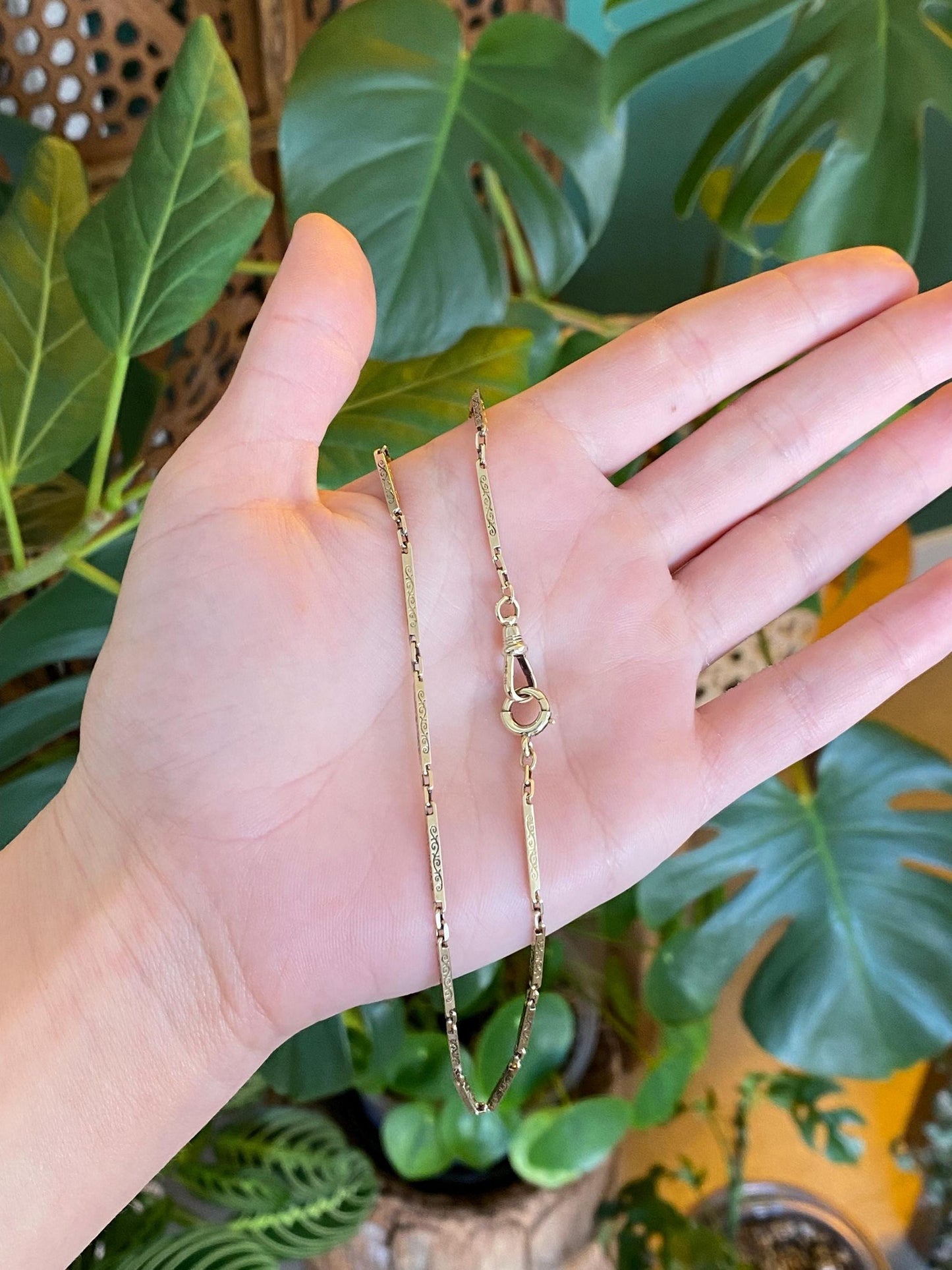 Vintage 14k Yellow Gold Fancy Link Pocket Watch Chain - 13.5 inches