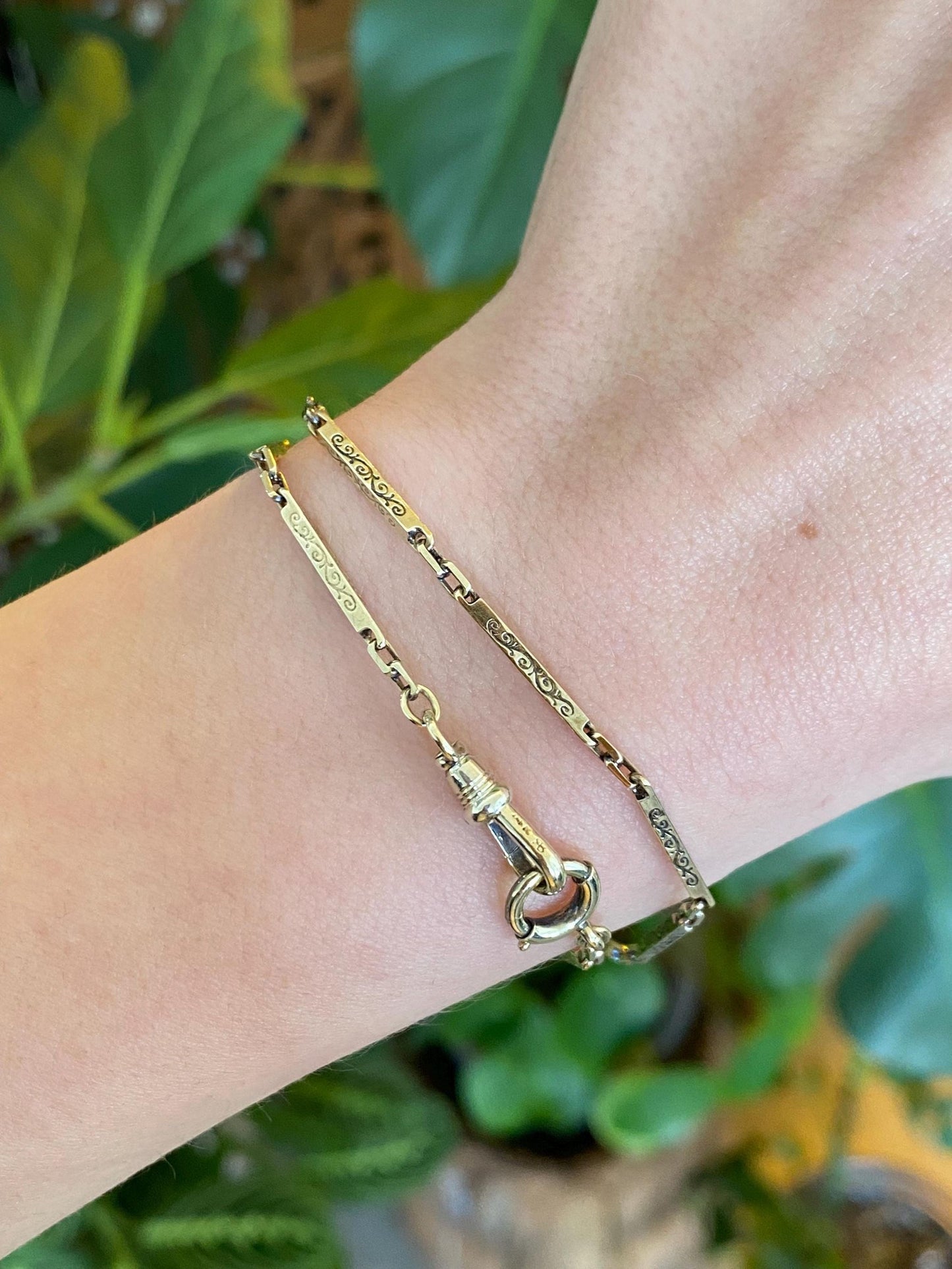 Vintage 14k Yellow Gold Fancy Link Pocket Watch Chain - 13.5 inches