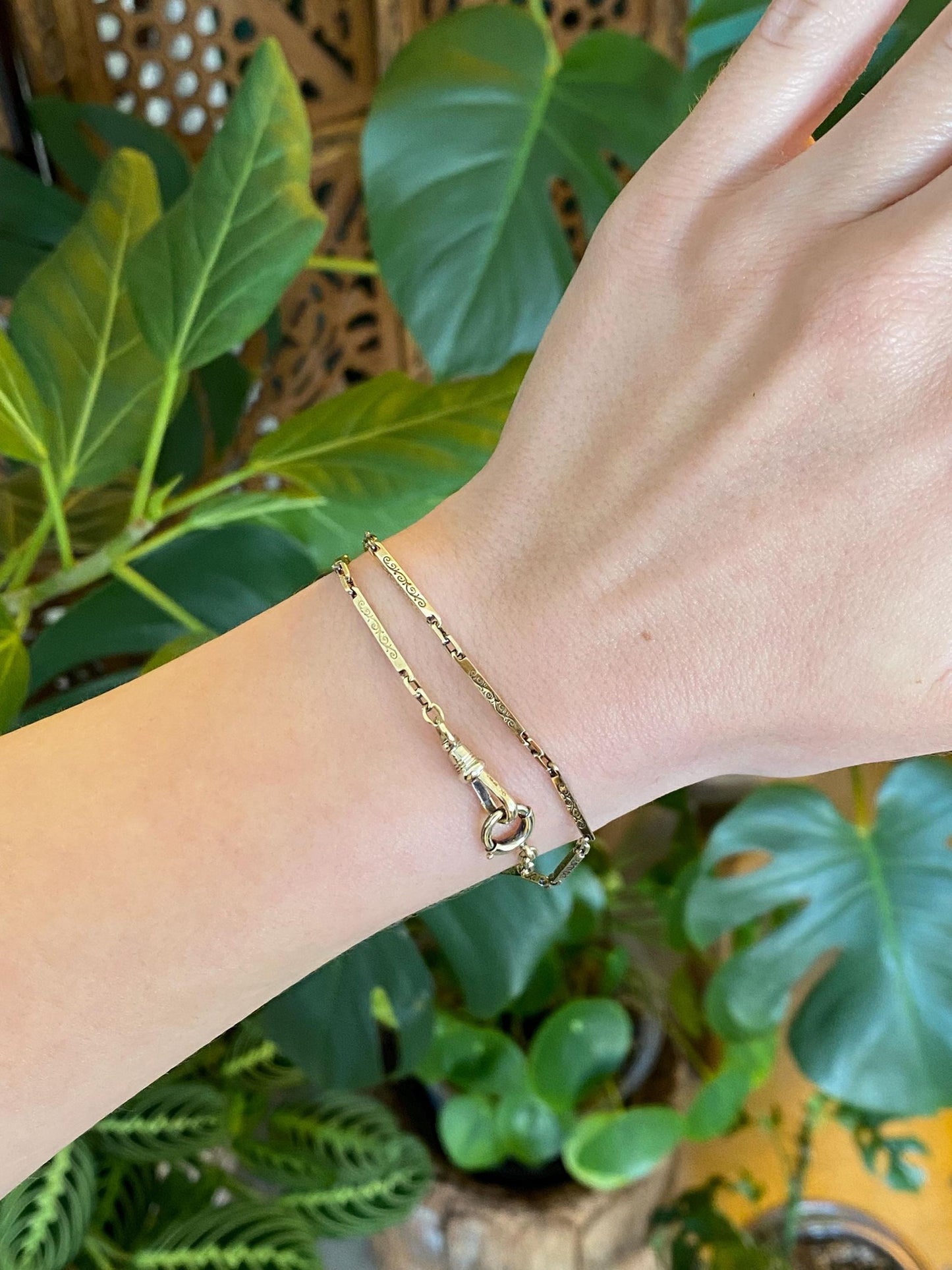 Vintage 14k Yellow Gold Fancy Link Pocket Watch Chain - 13.5 inches